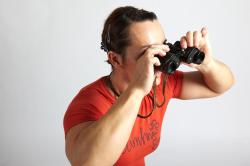 ANGELINA KNEELING POSE WITH SPYGLASS